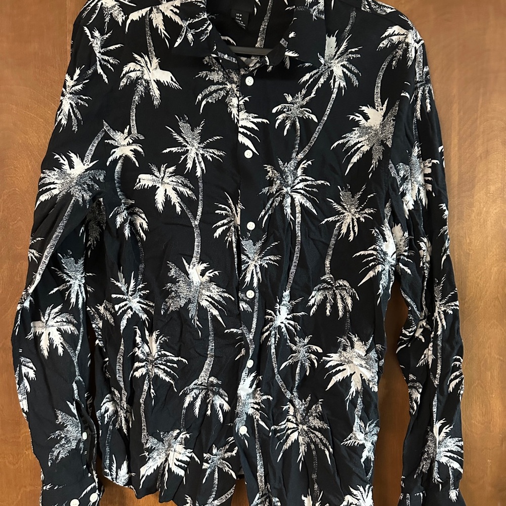 H&M Black and White Palm Print Men's Shirt